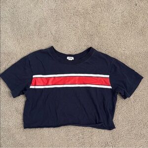 Navy Blue Shirt with Red Stripe